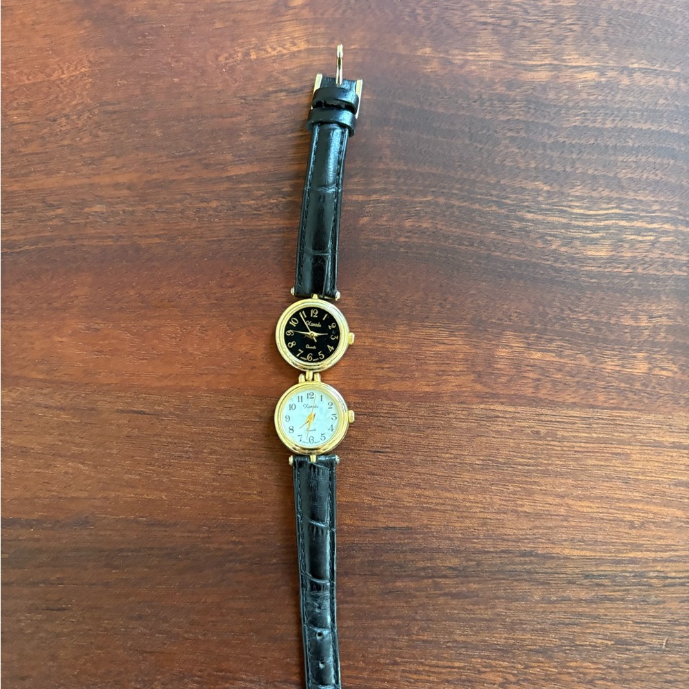 Black and Gold Dual Dial Watch
